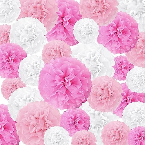 Estune 48 Pcs Tissue Paper Pom Poms Decorations