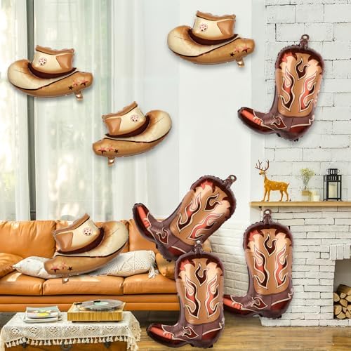 8pcs Western Themed Party Balloons - Cowgirl Hat Boot Decor