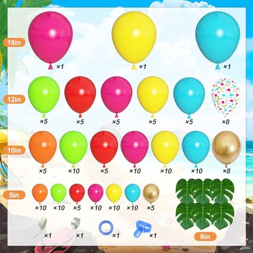 168Pcs Tropical Balloons Arch Garland Kit