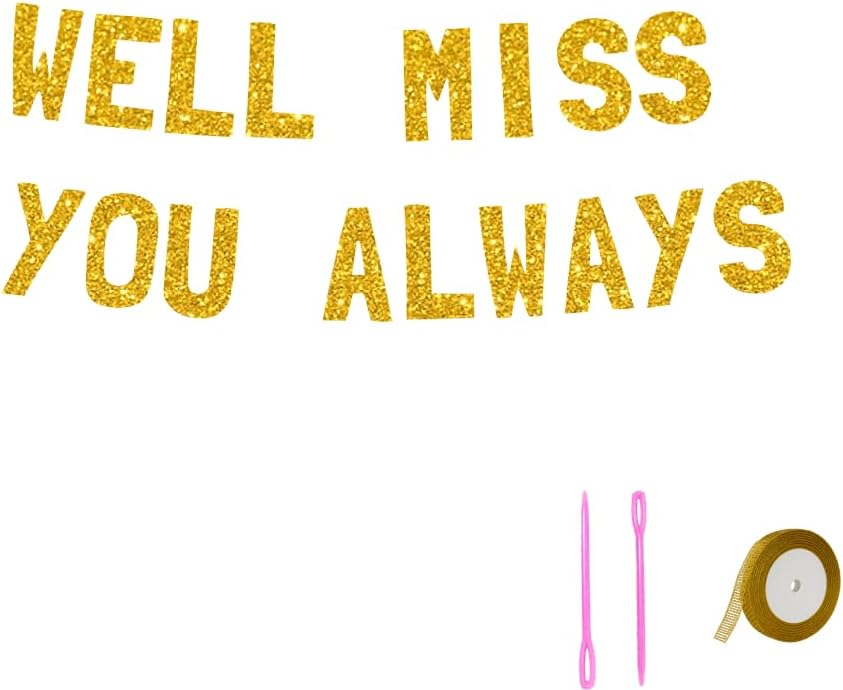 Meowoo Farewell Decor Banner Glitter Gold Reusable Letters
