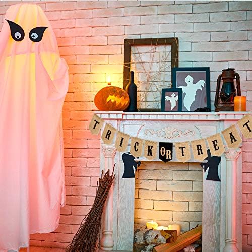 Whaline Halloween Trick or Treat Burlap Banner