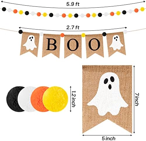 WATINC 2pc Halloween Boo Burlap Banner Garland Set