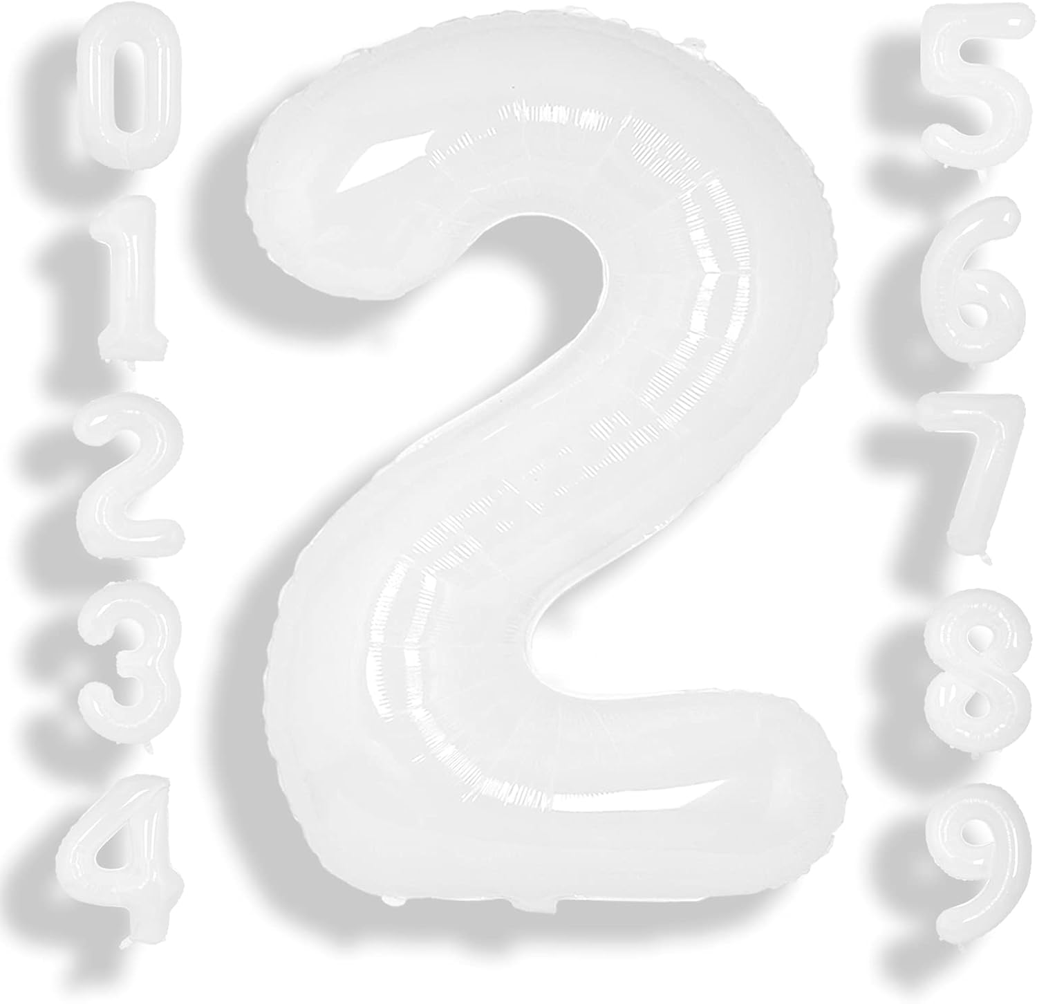 SUWEN 40 Inch White Foil 2 Number Balloons