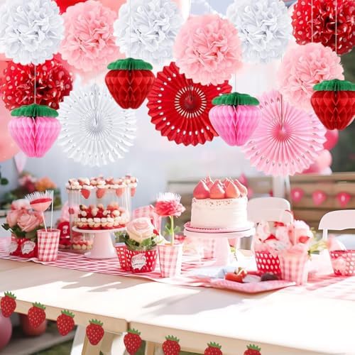 TRBSXRT 24 Pcs Strawberry Party Decorations Set