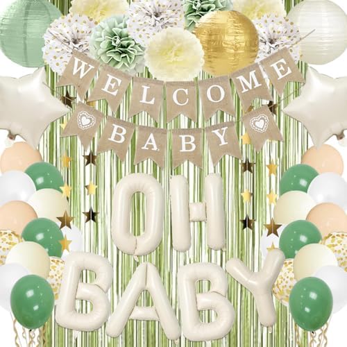 Sage Green Baby Shower Decorations Set