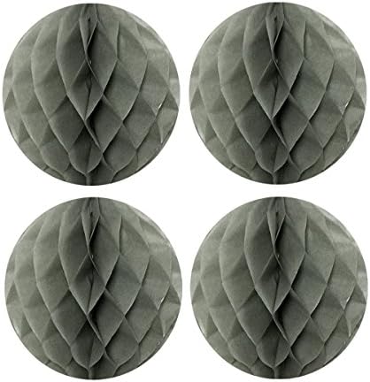 Wrapables 8 Inch Tissue Honeycomb Balls Gray Set of 4