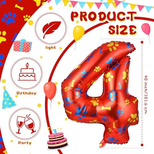 Leitee 40 Inch Giant Dog Paw Birthday Balloon