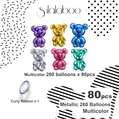 Premium 80pcs Metallic 260 Balloons Multicolored