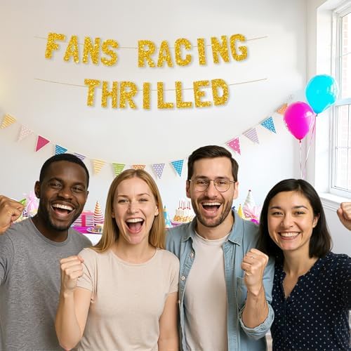 Meowoo Thrilling Party Banner with Gold Glitter Letters