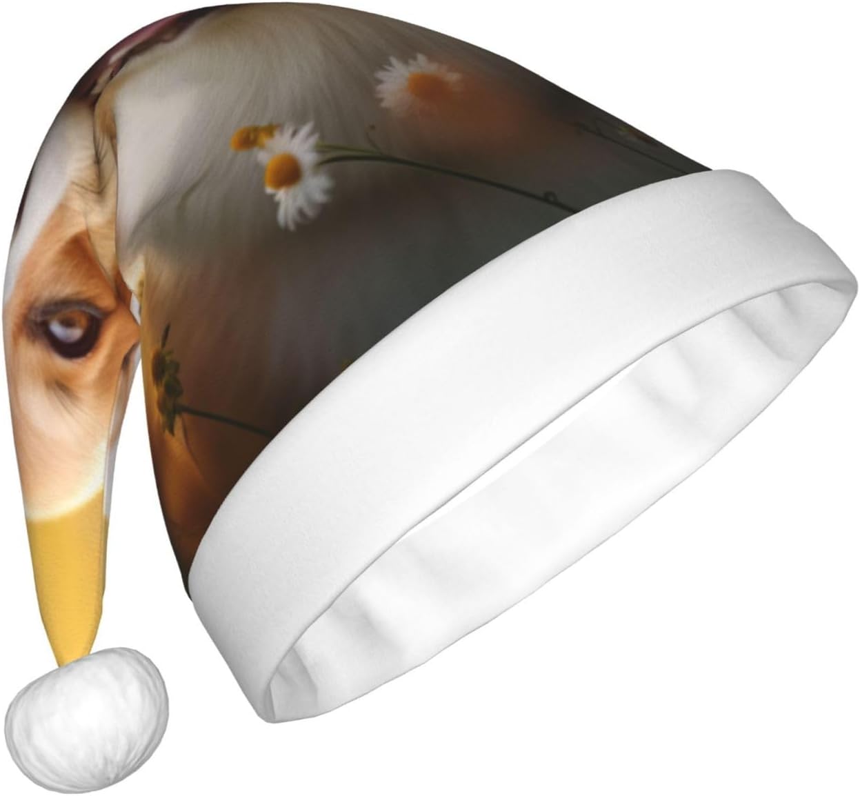 Qin Zheng Corgi Floral Santa Hat for Women
