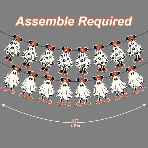 Halloween Ghost Banner with Red Hats for Party Decor