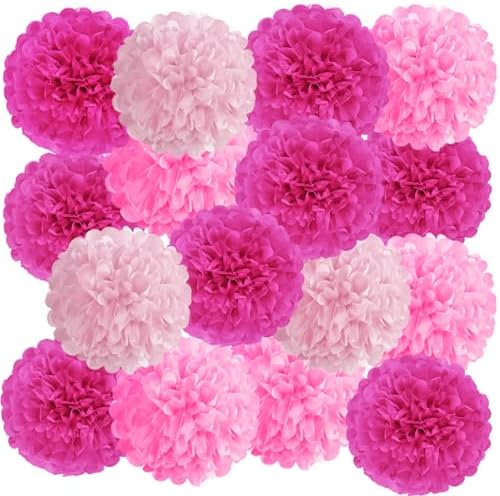 Hot Pink Tissue Paper Pom Poms Party Decorations