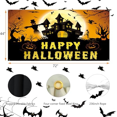 Laoone Halloween Banner 72x44 Inch Spooky Design
