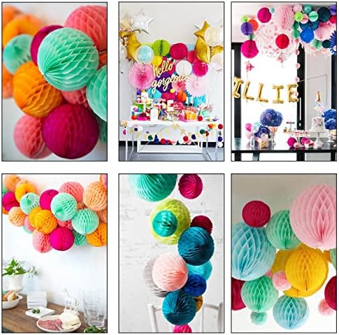 ZOOYOO 12Pcs Honeycomb Ball Decorations Pink Orange