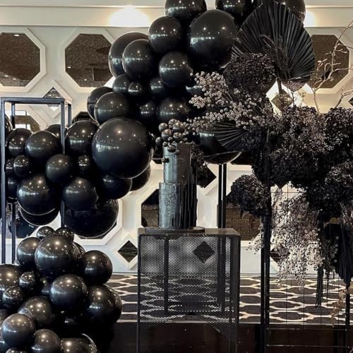 PartyWoo Matte Black Latex Balloons 127 Pcs