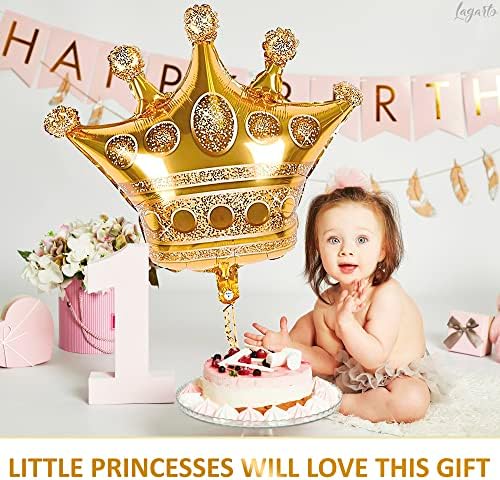 3 Pcs Gold Foil Crown Balloons for Birthday Parties