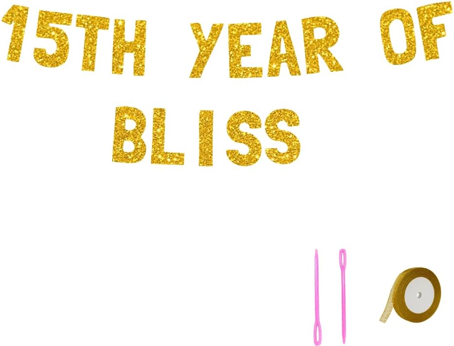 Meowoo 15th Birthday Gold Glitter Banner