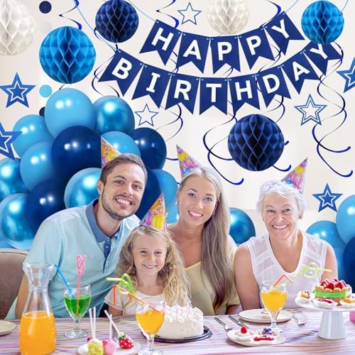 ZERODECO Birthday Decorations Blue Banner Set