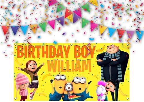 Personalized Birthday Banner Yellow Blue Fun Theme 24x48