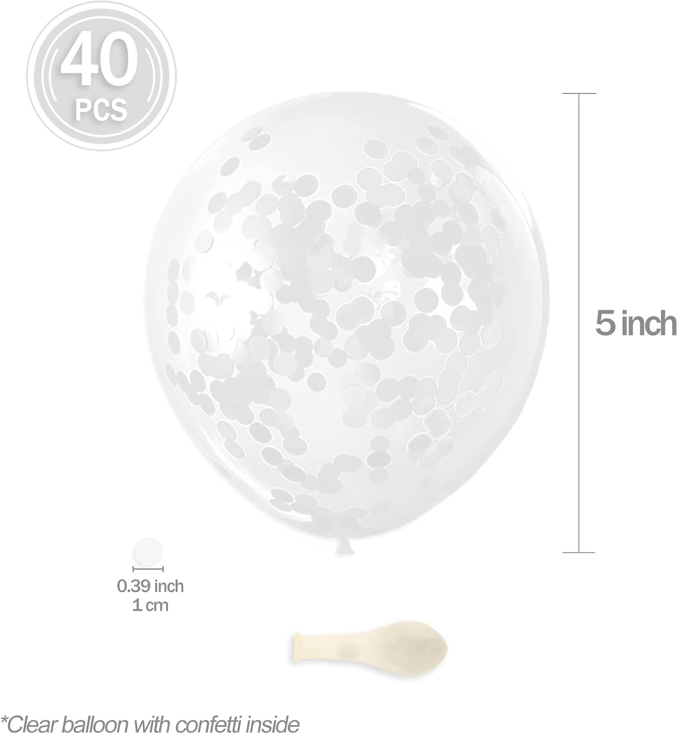 White Confetti Balloons 40 Pcs for Party Decorations