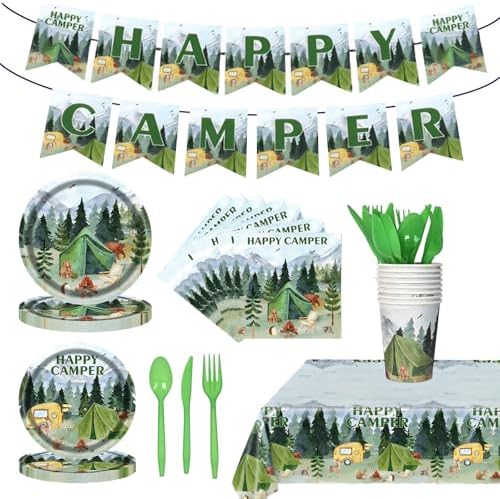 Nicime Happy Camper Party Supplies Set