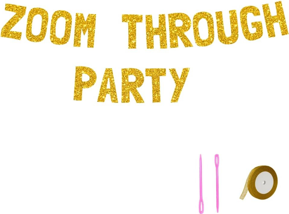 Meowoo Fun Zoom Party Banner with Gold Glitter Letters