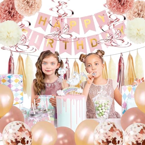 MYUPDALIN Gold Birthday Decorations Set for Women Girls