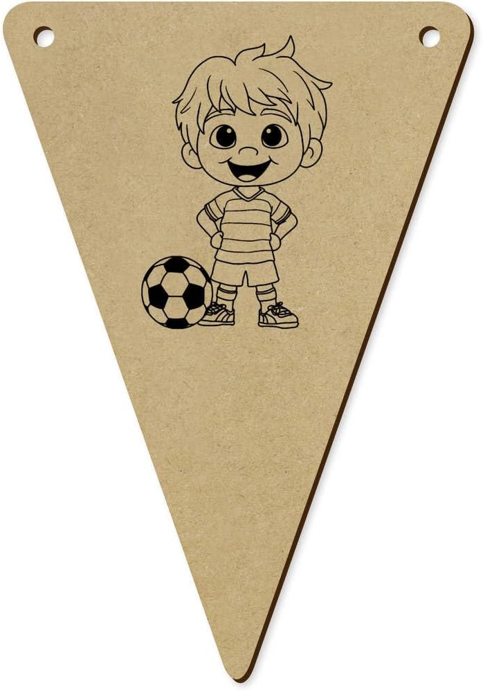 5 x 140mm Football Player Boy Wooden Bunting Flags