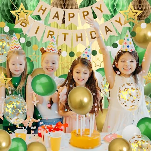 Retro Green Birthday Decorations Party Set