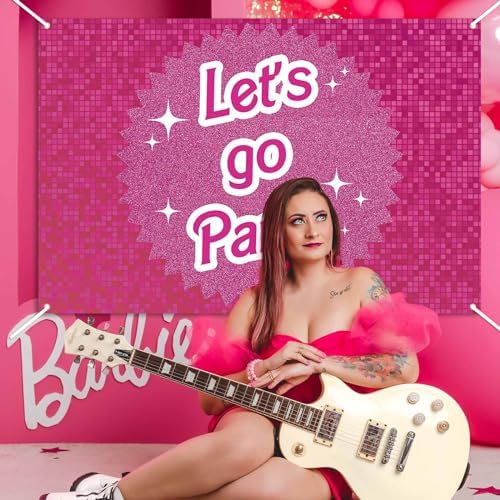 Pink Birthday Party Decorations Lets Go Backdrop Banner