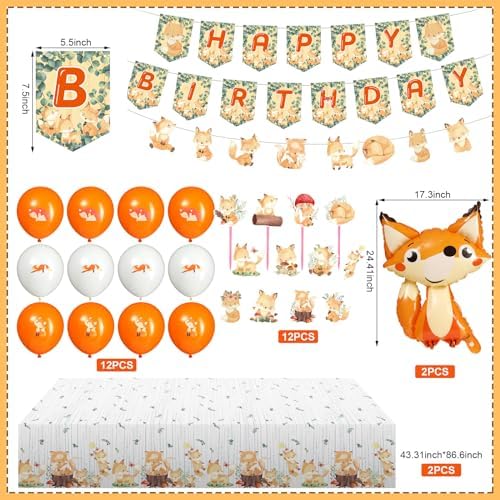 Outus 224 Pcs Fox Birthday Party Decorations