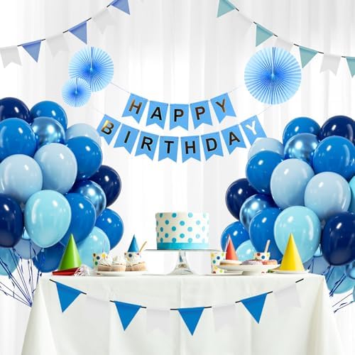BAUANOOY 60pcs 12 Inch Blue Balloons Party Decorations Kit