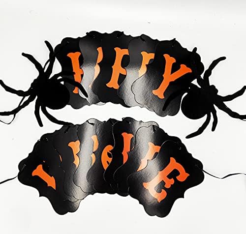 JOZON Happy Halloween Banner with Spider Pumpkin Sign