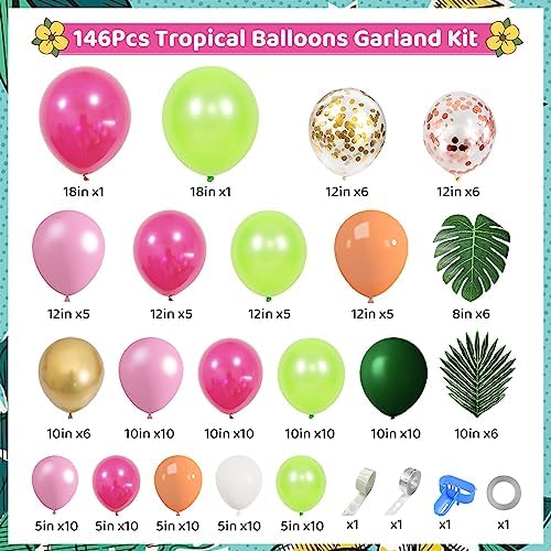 146Pcs Tropical Balloons Garland Arch Kit