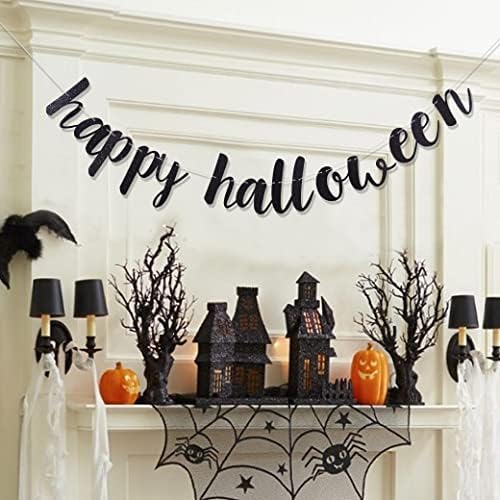 Happy Halloween Black Banner - Party Decoration