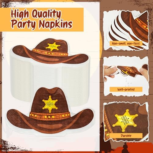 Cinrobiye 100 Pcs Western Cowboy Napkins