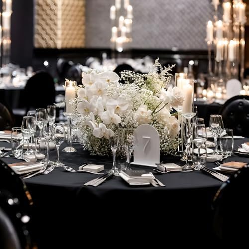 Cuckan 120 Inch Round Tablecloth 2 Pack Black
