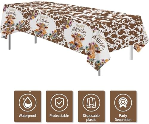 Highland Cow Party Tablecloth Set 3 Pack