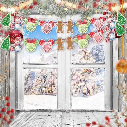 MOAXMOA Mouse Christmas Decorations Banner Set