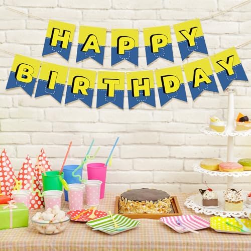 Cartoon Happy Birthday Banner with Fishtail Design