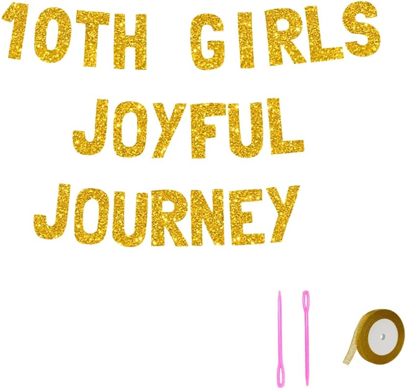 Meowoo 10th Birthday Gold Glitter Banner
