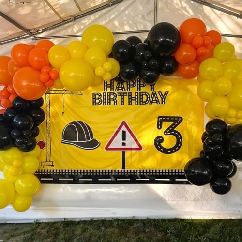 Construction Party Balloon Garland Kit with Truck Foil Balloon