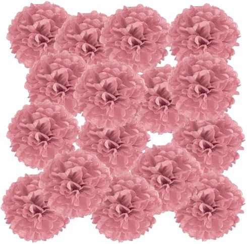 PATIKIL 4 Inch Tissue Pom Poms Flowers 20 Pack Grey Pink