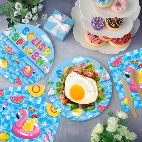 40Pcs Pool Party Decorations Summer Beach Birthday Plates Napkins Set