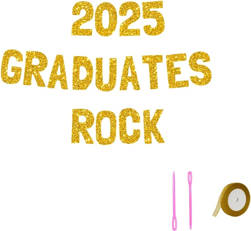 Meowoo Graduation Banner 2025 Bold Gold Glitter