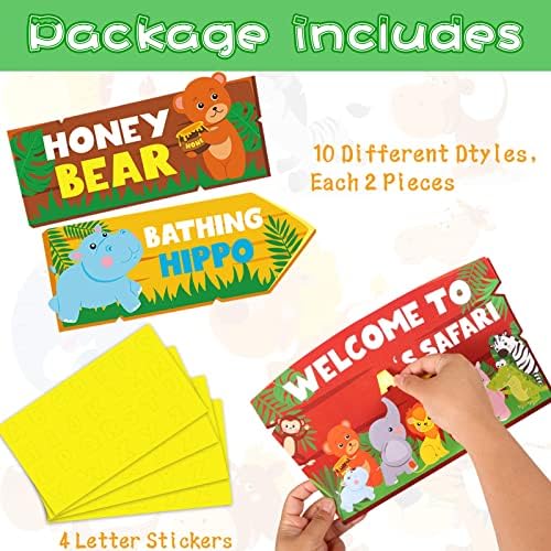 HOWAF 20pcs Jungle Safari Party Welcome Signs