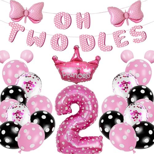 Oh Twodles Pink 2nd Birthday Party Decor Set