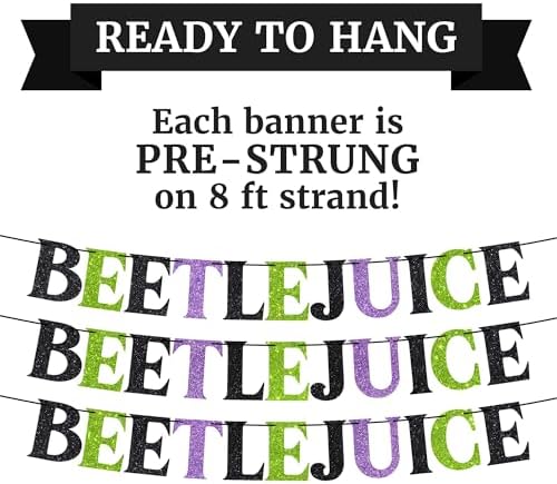 Pre-Strung Beetlejuice Halloween Banner with Glitter