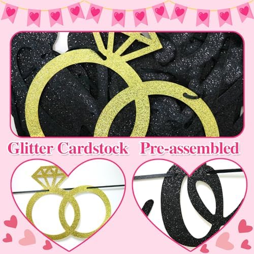 Funny Engaged Banner with Black Glitter