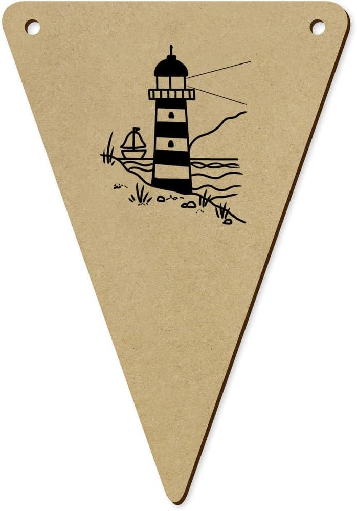5 pcs Coastal Lighthouse Scene Wooden Bunting Flags